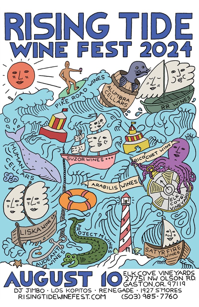 rising tide wine fest 2024 poster by Samuel Ferrell