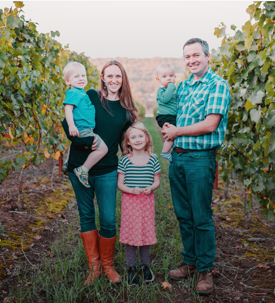 The Bellingar family among the grapevines